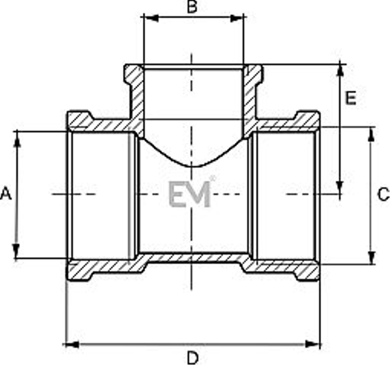 130 T-kus FFF 3/4˝ x 1/2˝ mosaz EM