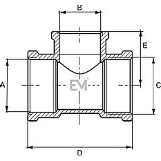 130 T-kus FFF 3/4˝ x 1/2˝ mosaz EM