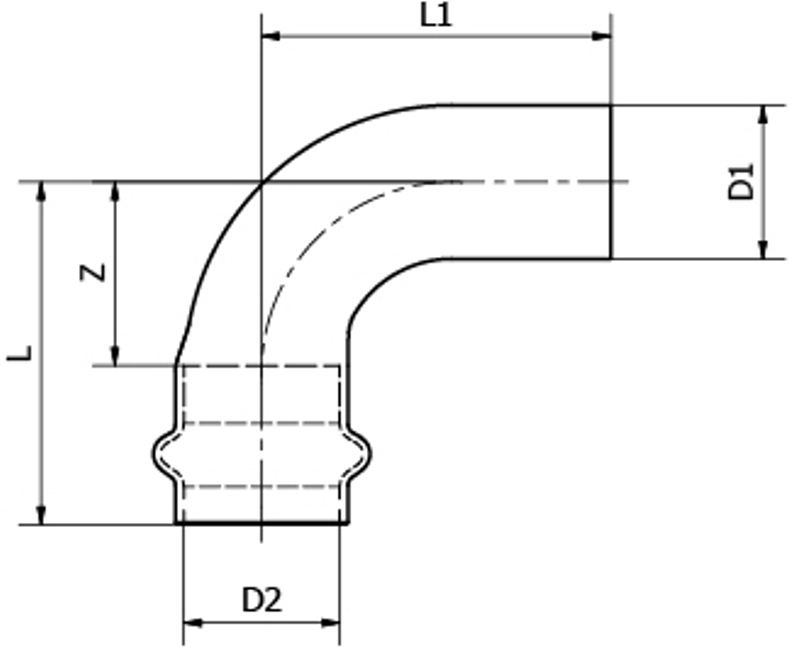 Oblouk jednostranný Conex Cu PG5001 IA Press Gas d35/90°