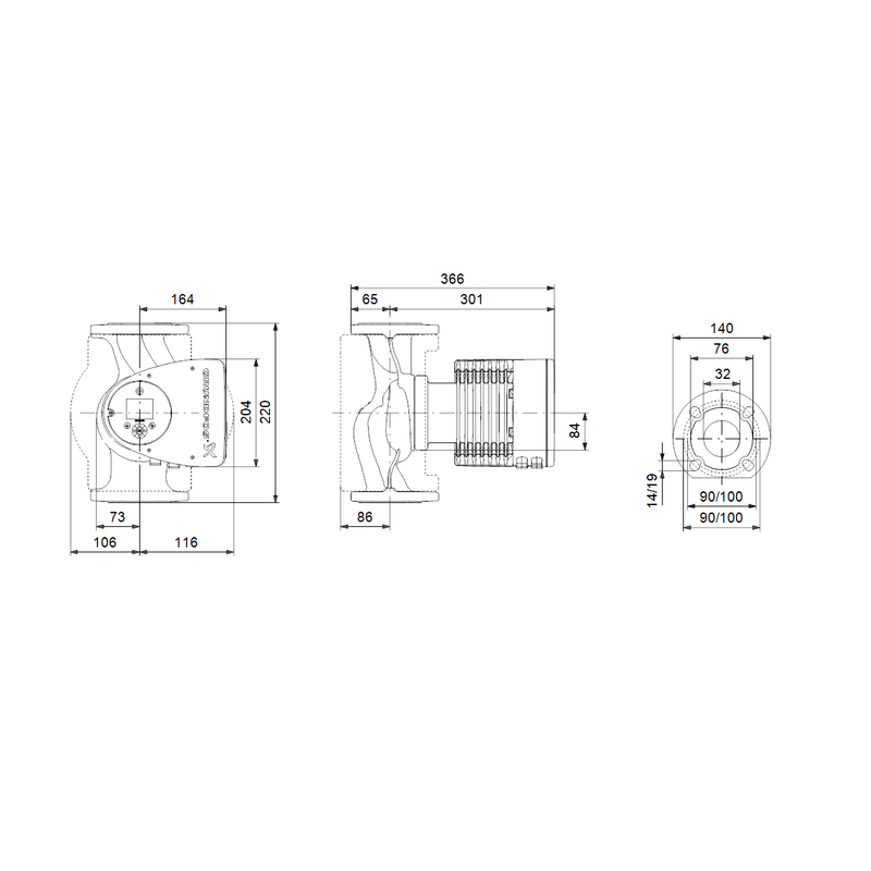 Čerpadlo oběhové Grundfos MAGNA3 32-120 F N 220 1x230V PN6/10