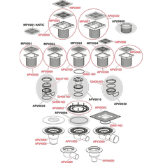 Podlahová vpust Alcadrain (Alcaplast) 105 x 105/50/75 mm přímá, mřížka nerez, nerezová příruba a límec 2. úrovně izolace, kombinovaná zápachová uzávěra SMART APV2324