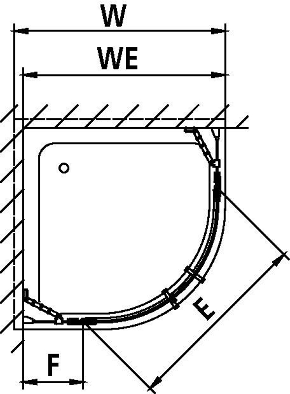 Čtvrtkruhový sprchový kout (kyvné dveře s pevnými poli) Kermi Filia XP FXP50 čiré ESG sklo s úpravou KermiCLEAN 90 x 90 x 200 cm