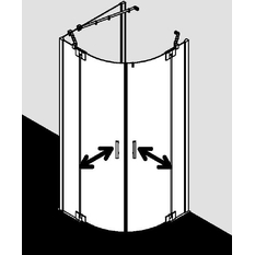 Čtvrtkruhový sprchový kout (kyvné dveře s pevnými poli) Kermi Filia XP FXP50 čiré ESG sklo s úpravou KermiCLEAN 90 x 90 x 200 cm