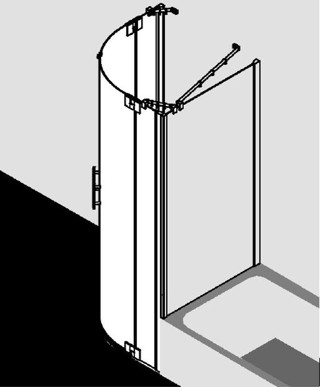 Čtvrtkruhový sprchový kout (kyvné dveře s pevnými poli) Kermi Filia XP FXP50 čiré ESG sklo s úpravou KermiCLEAN 100 x 100x 200 cm