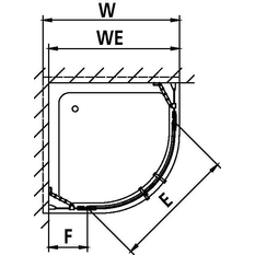 Čtvrtkruhový sprchový kout (kyvné dveře s pevnými poli) Kermi Filia XP FXP50 čiré ESG sklo s úpravou KermiCLEAN 100 x 100x 200 cm