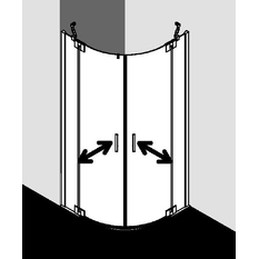 Čtvrtkruhový sprchový kout (kyvné dveře s pevnými poli) Kermi Filia XP FXP50 čiré ESG sklo s úpravou KermiCLEAN 100 x 100x 200 cm