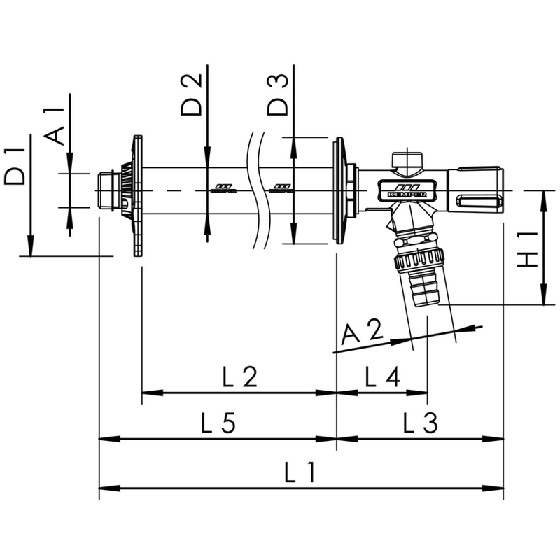Nezámrzná venkovní armatura Kemper FROSTI, s rukojetí, kompletní set, DN 20