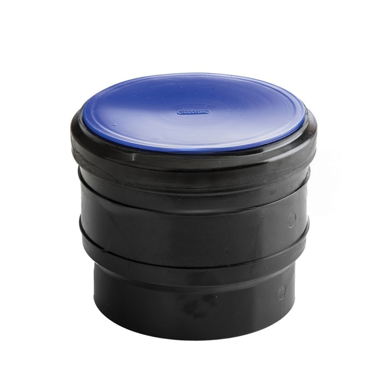 Hrdlo se zátkou odvodňovací Wavin Quickstream HDPE d63, černá