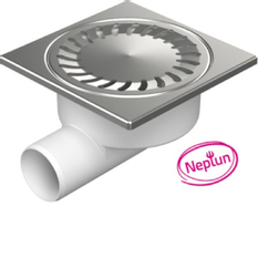 Podlahová vpusť boční Neptun DN50/95 N 150 x 150 mm nerezová mřížka 326 x N