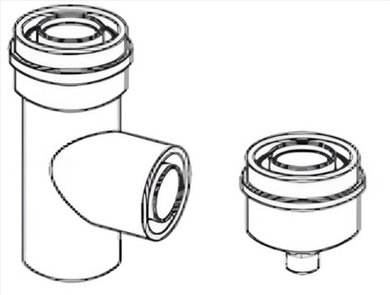 T-Kus s uzávěrem a zátkou Almeva AL2 DN 60/100, černá