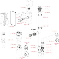 Sifon pro odkapávající kondenzát Alcadrain (Alcaplast) podomítkový, nerez DN40 a DN50 AKS4