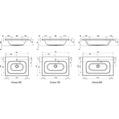 Umyvadlo Ravak Chrome 60, s otvorem pro baterii, s přepadem
