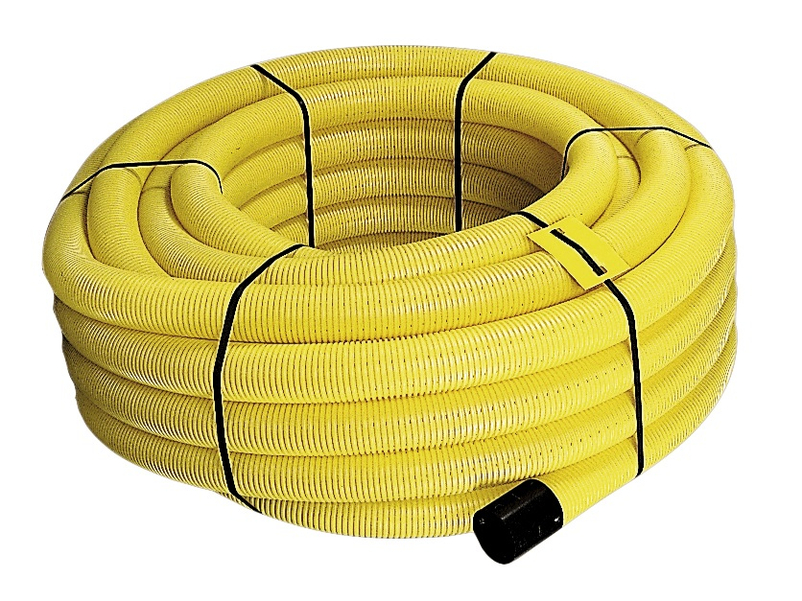 Drenážní trubka celoperforovaná PVC-U FF-Drän, DN80, žlutá, návin 50 m