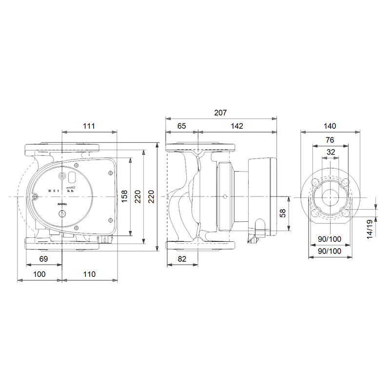 Čerpadlo oběhové Grundfos MAGNA1 32-40 F 220 1x230V PN6/10