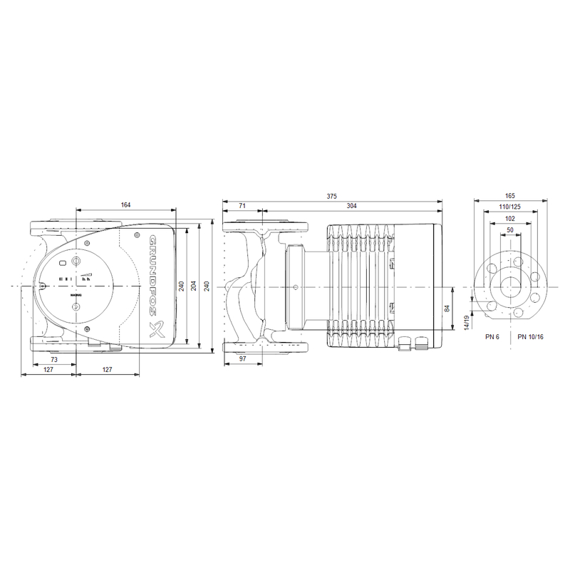 Čerpadlo oběhové Grundfos MAGNA1 50-60 F 240 1x230V PN6/10