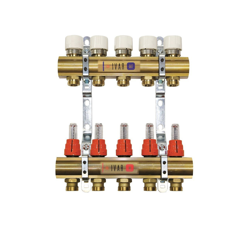Sestava rozdělovač/sběrač - bez skříně - 1˝xEK, 8cestný, mosaz IVAR.CS 553 DVP