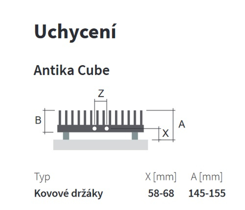 Těleso topné designové Isan Antika Cube 1800 x 295 mm, 1018 W, středové připojení, sněhově bílá RAL 9016