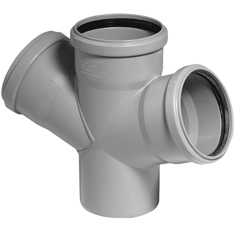 Odbočka dvojitá Osma HTDA 67° DN 125 x 110 x 110 šedá