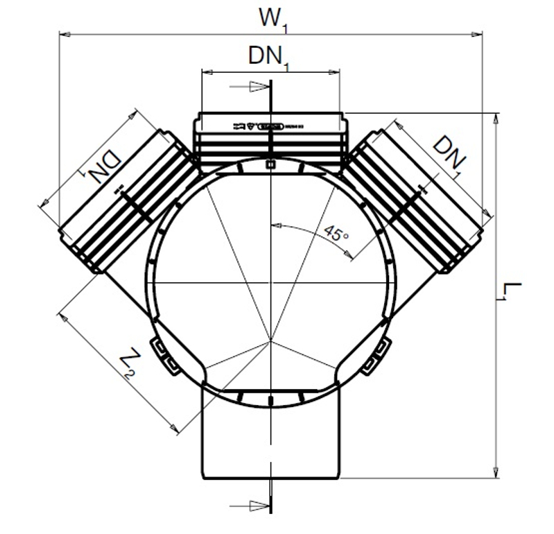 Dno šachtové PP Wavin Basic 315, KG DN 160 (sběrné 45°)