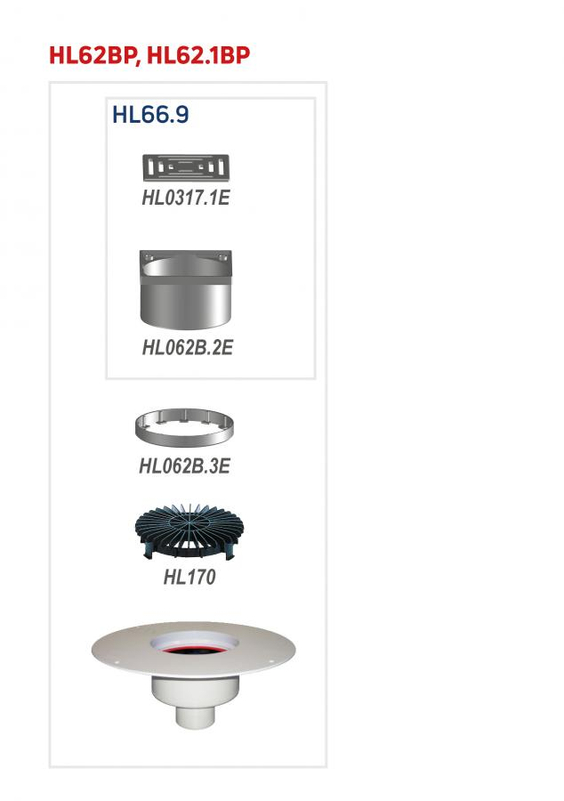 Střešní vtok HL Hutterer & Lechner, DN160 se svislým odtokem v provedení pro pochůzné střechy, s PVC izolační přírubou, tepelně izolovaný. Pro měkčené PVC hydroizolační fólie, nástavec 148x148/137x137mm. Záchytný koš plochý