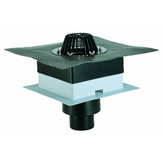 Střešní vtok ˝DrainBox˝ HL Hutterer & Lechner, DN75 se svislým odtokem, s asfaltovou manžetou, tepelně izolovaný (100-160mm). Záchytný koš standardní i plochý