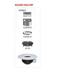 Střešní vtok HL Hutterer & Lechner, DN110 s ležatým odtokem v provedení pro pochůzné střechy, s PVC izolační přírubou, pro měkčené PVC hydroizolační fólie, s elektrickým ohřevem(10-30W, 230V), nástavec 148x148mm/137x137mm. Záchytný koš plochý