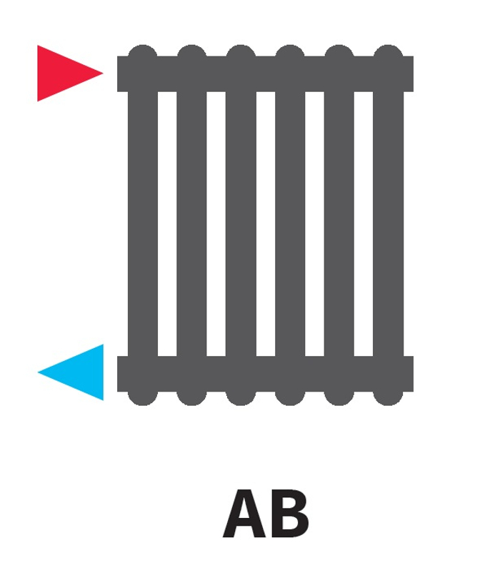 Radiátor článkový Isan Atol C2 1800, 7 článků, 903 W, uchycení na zeď , připojení AB, bílá