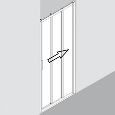 Třídílné, posuvné dveře Plano Davos Plus Pravé stříbrné/sklo 90 x 200 cm