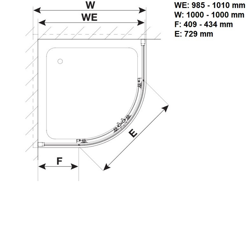 Sprchový kout Plano Davos Plus čtvrtkruh otevíratelné dveře bílé/čiré 100&nbsp;x&nbsp;200&nbsp;cm