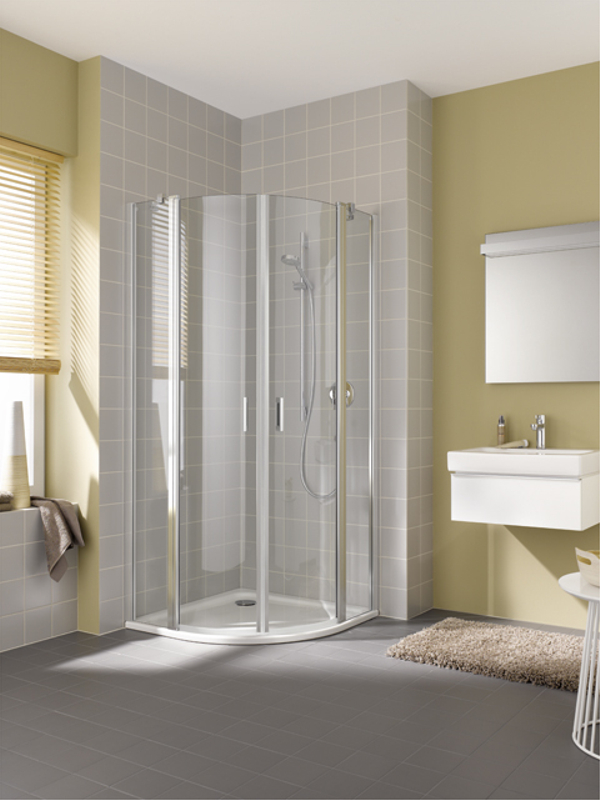 Sprchový kout Plano Davos Plus čtvrtkruh otevíratelné dveře stříbrné/čiré 100&nbsp;x&nbsp;200&nbsp;cm