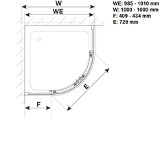 Sprchový kout Plano Davos Plus čtvrtkruh otevíratelné dveře stříbrné/čiré 100&nbsp;x&nbsp;200&nbsp;cm