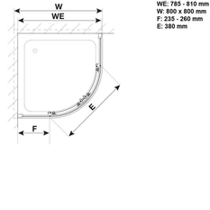 Sprchový kout Plano Davos Plus čtvrtkruh posuvné dveře stříbrné/čiré 80 x 200 cm