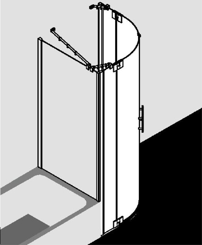 Čtvrtkruhový sprchový kout (kyvné dveře s pevnými poli) Kermi Filia XP FXP50 čiré ESG sklo s úpravou KermiCLEAN 90 x 100 x 200 cm