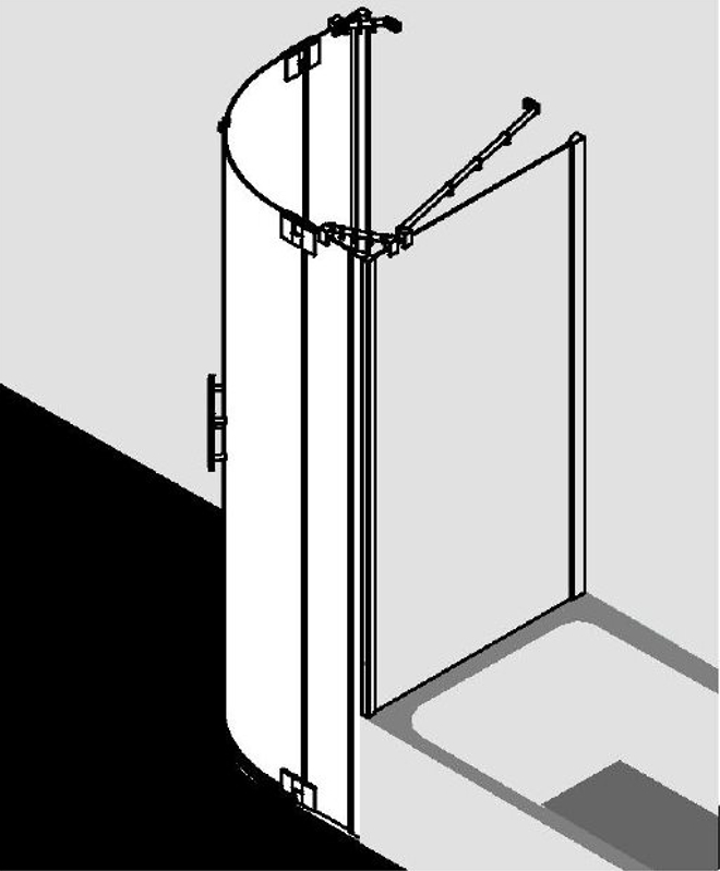 Čtvrtkruhový sprchový kout (kyvné dveře s pevnými poli) Kermi Filia XP FXP50 čiré ESG sklo s úpravou KermiCLEAN 90 x 100 x 200 cm