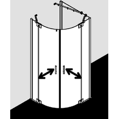 Čtvrtkruhový sprchový kout (kyvné dveře s pevnými poli) Kermi Filia XP FXP50 čiré ESG sklo s úpravou KermiCLEAN 90 x 100 x 200 cm