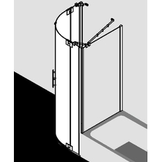 Čtvrtkruhový sprchový kout (kyvné dveře s pevnými poli) Kermi Filia XP FXP50 čiré ESG sklo s úpravou KermiCLEAN 90 x 100 x 200 cm