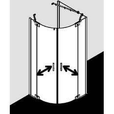 Čtvrtkruhový sprchový kout (kyvné dveře s pevnými poli) Kermi Filia XP FXP50 čiré ESG sklo s úpravou KermiCLEAN 120 x 200 cm