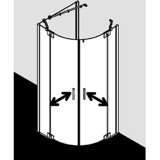 Čtvrtkruhový sprchový kout (kyvné dveře s pevnými poli) Kermi Filia XP FXP55 čiré ESG sklo s úpravou KermiCLEAN 90 x 100 x 200 cm