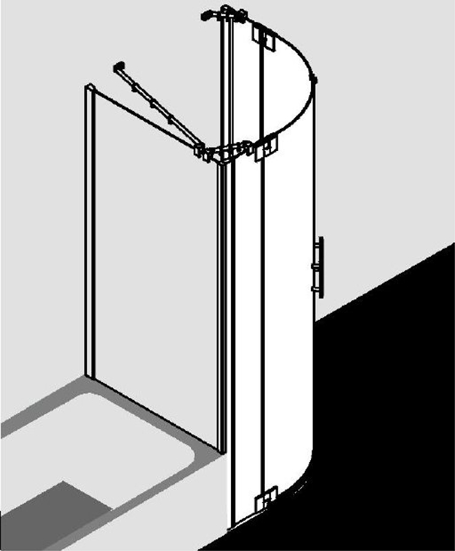 Čtvrtkruhový sprchový kout (kyvné dveře s pevnými poli) Kermi Filia XP FXP55 čiré ESG sklo s úpravou KermiCLEAN 90 x 120 x 200 cm