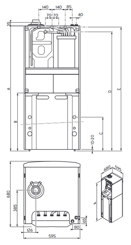 Kotel kondenzační stacionární Vaillant auroCOMPACT VSC D 206/4-5, 4,2 - 21,1 kW, s vestavěným zásobníkem 190 l pro přípravu TV s přípravou na solární ohřev TV