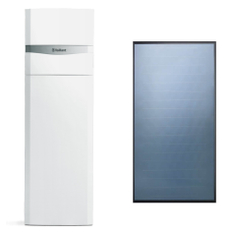 Sestava solární Vaillant VSC D 206/4-5 190 T s vestavěným zásobníkem 190 l pro přípravu TV, s plochým solárním panelem auroTHERM classic VFK 135/3 V (šikmá stěcha)