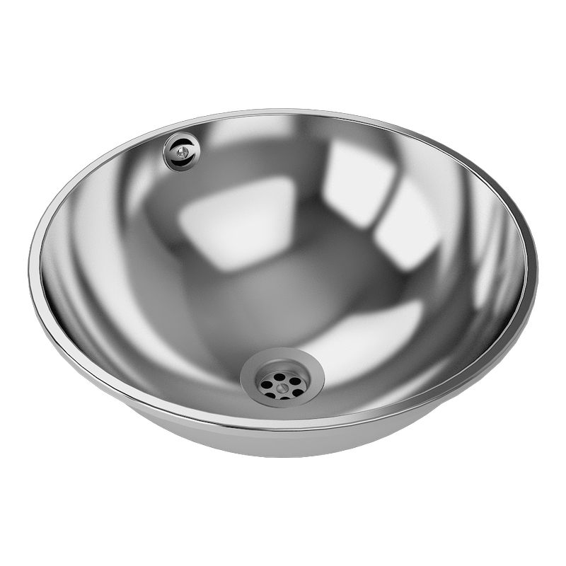 Nerezové zápustné umyvadlo s přepadem, pr. 360 mm SLUN 45