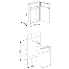 Modul k umyvadlu 1 Keuco Plan Integral, 326 x 625 x 143 mm, pochromováno/hliník lakovaný/vpravo