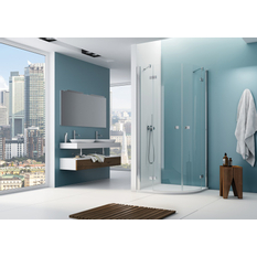 Čtvrtkruh Plano Geneva New s dvoukřídlými dveřmi, rádius 550 mm 800 x 2000 mm, aluchrom/sklo čiré