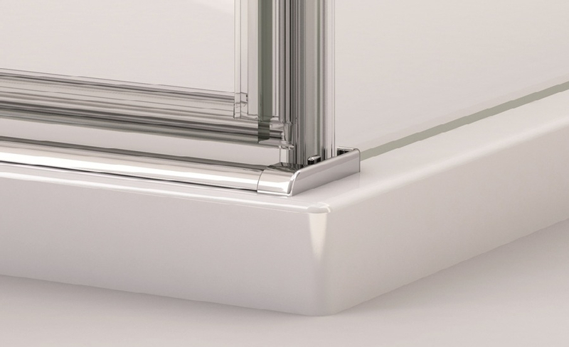 Čtvrtkruh Plano Geneva New s dvoukřídlými dveřmi, rádius 550 mm 900 x 2000 mm, aluchrom/sklo čiré
