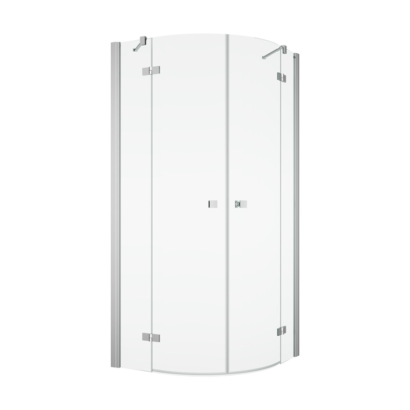 Čtvrtkruh Plano Geneva New s dvoukřídlými dveřmi, rádius 550 mm 900 x 2000 mm, aluchrom/sklo čiré