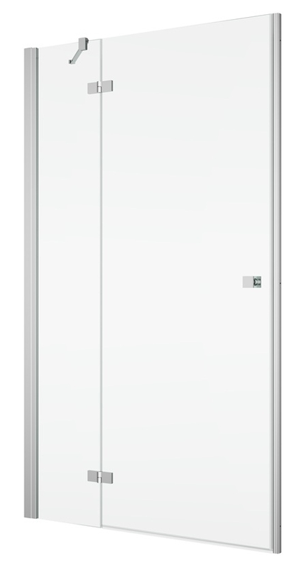 Jednokřídlé dveře Plano Geneve New GE 13, s pevnou stěnou v rovině s vyrovnávacím profilem - montáž vlevo / 1 strana rohového vstupu 900 x 2000 mm, aluchrom/sklo čiré