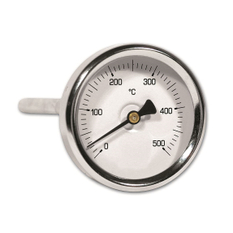 Teploměr axiální - pro vyšší teplotu - 0 °C až +500 °C, zadní napojení 1/2˝, bez jímky, D63, L 150mm IVAR.TP 500
