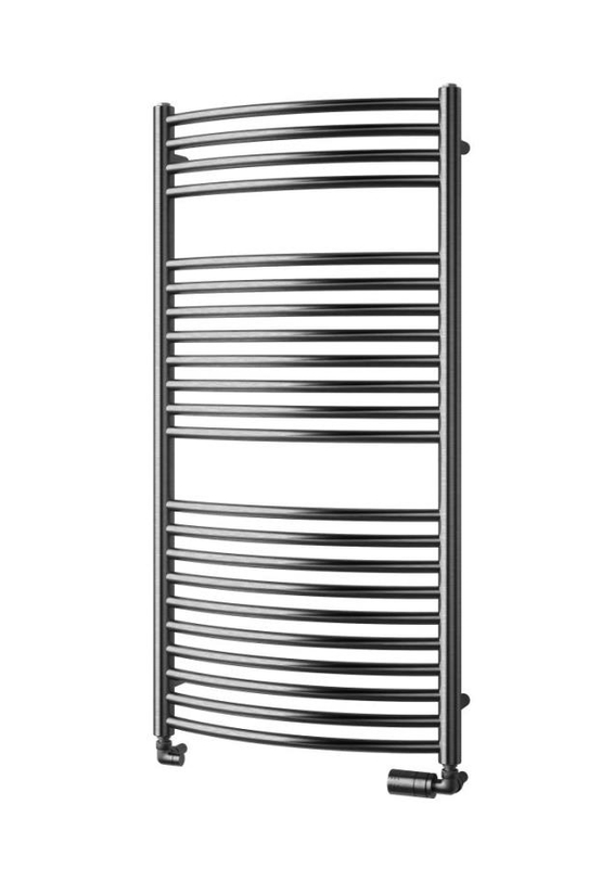 Těleso koupelnové trubkové Isan Silla Radius Inox 1180 x 600 mm, 432 W, klasické připojení, nerez