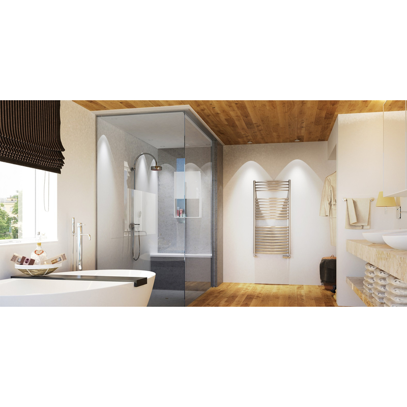 Těleso koupelnové trubkové Isan Silla Radius Inox 1180 x 600 mm, 432 W, klasické připojení, nerez